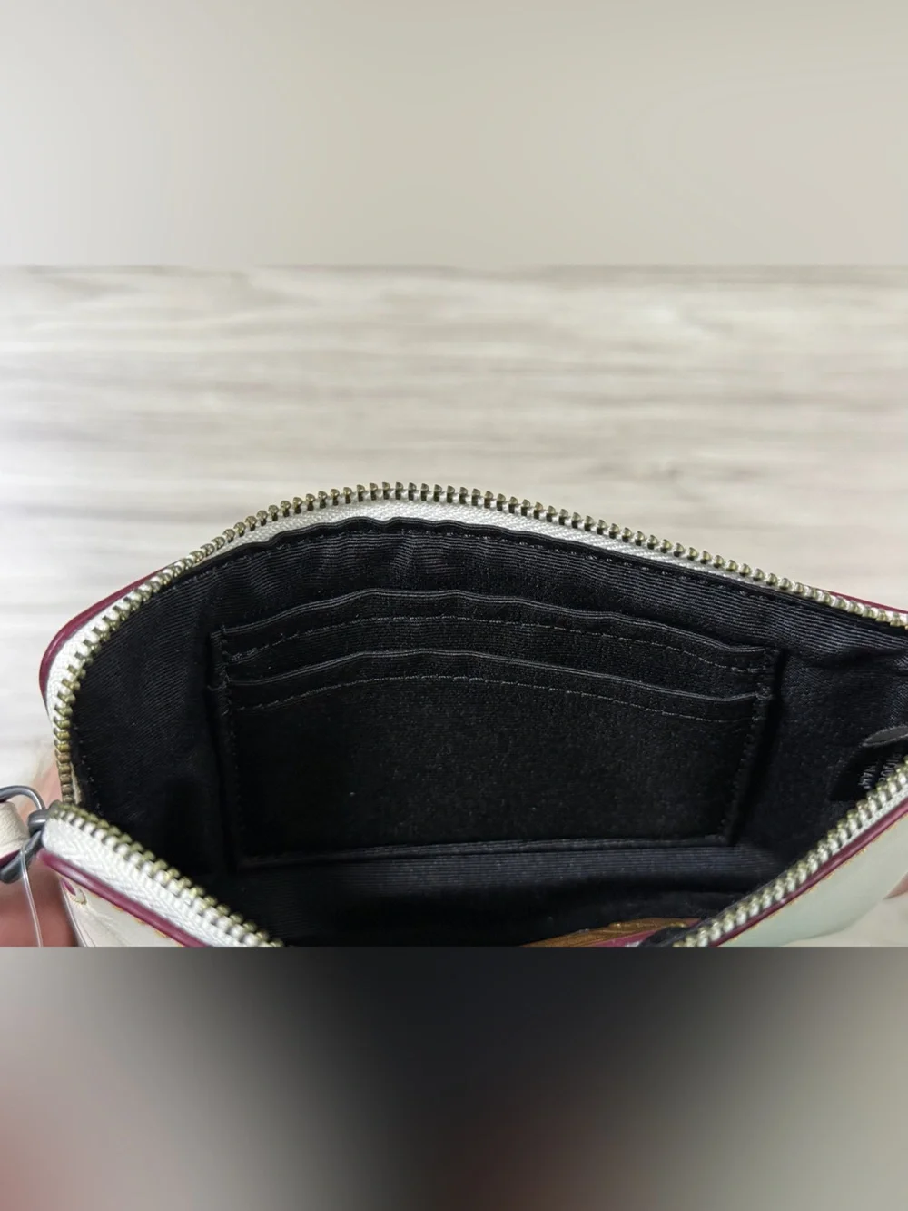 NWT Disney X Coach Mickey Mouse Corner Zip Wristlet Chalk White Leather